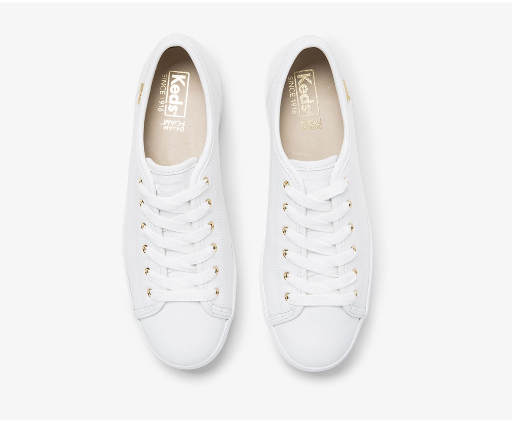 Tenis Keds Mujer Blancos - Triple Kick Luxe Cuero - 0879-SMDZQ